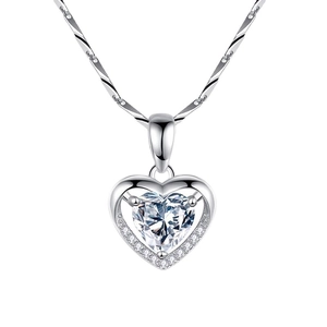 Pendentif Cœur de l'Océan en argent S925 avec cristal scintillant taillé en cœur