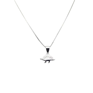 Collier pendentif dinosaure en argent sterling S925 poli avec chaîne maille vénitienne