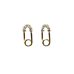 Boucles d'Oreilles Clous en Argent Sterling 925 Plaqué Or Forme d'Épingle à Nourrice Minimaliste Zirconia Incrusté Bijoux Femme