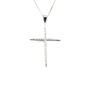 Collier avec pendentif croix en argent S925 et pierres de zircone cubique brillantes
