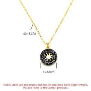 Close-up of S925 silver star pendant necklace with 10.5mm disc and 40+5cm chain