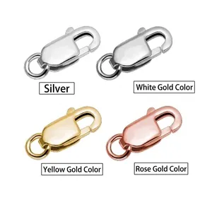 S925 sterling silver square lobster clasps in silver, white gold, gold and rose gold