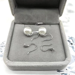 S925 sterling silver high heel shoe earring hooks with white pearls for jewelry making