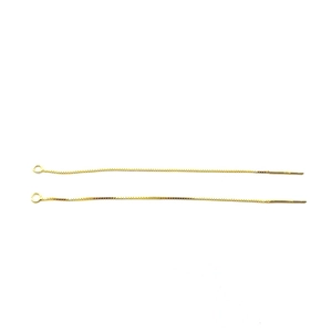 Minimalist S925 silver box chain earring threads in gold finish for DIY jewelry