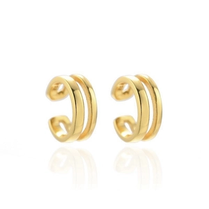 Minimalist 925 Sterling Silver Double Layer Ear Cuff For Men Women Gold Plated U Shaped Non Piercing Clip On Jewelry