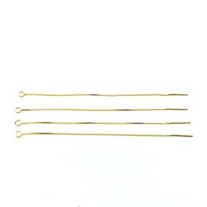 Set of 4 S925 sterling silver box chain ear threads in gold finish with pins