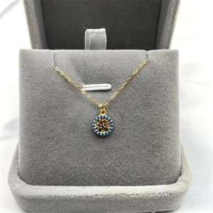 Collana con ciondolo Albero della Vita dorata con perline blu in scatola regalo