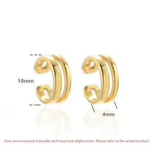 Detail view of 10x4mm double-layer gold ear cuffs showing minimalist metal craftsmanship