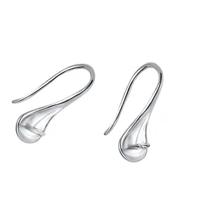 Elegant S925 sterling silver high heel hook earrings with polished water drop design