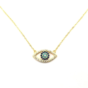 Collier Pendentif Mauvais Œil en Argent Sterling 925 Incrusté de Zirconia Amulette Nazar Chaîne de Clavicule Bijoux Femme