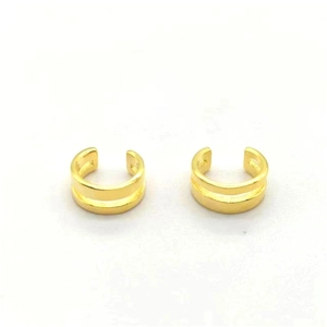 Minimalist S925 silver double layer gold ear cuffs for non-pierced ears in plain design