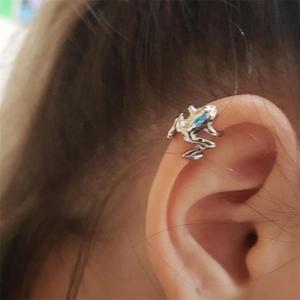 925 Sterling Silver Frog Ear Cuff Non Pierced Clip On Earrings For Women Men Hip Hop Animal Jewelry Gold Silver