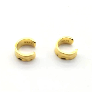 Minimalist S925 sterling silver ear cuffs with irregular hammered texture in gold finish
