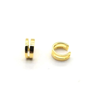 Minimalist S925 sterling silver double layer gold plated ear cuff in a sleek open design