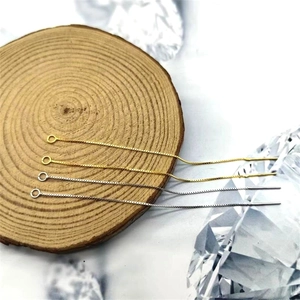 Detailed view of DIY S925 silver box chain ear threads in gold and silver plating