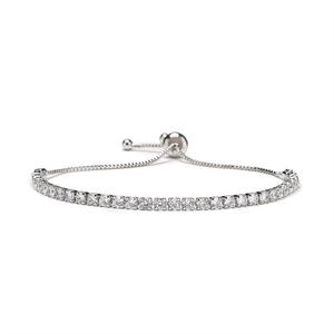 Bracelet tennis classique en argent S925 avec zircons 2mm et fermoir réglable