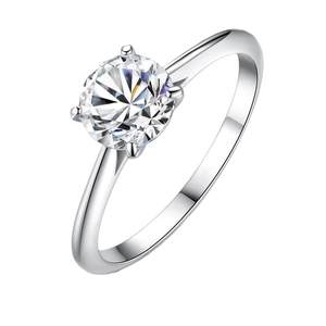 Bague élégante en argent S925 avec oxyde de zirconium rond et monture à six griffes