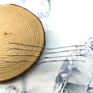 Detail of four S925 sterling silver box chain threader earrings for DIY jewelry making
