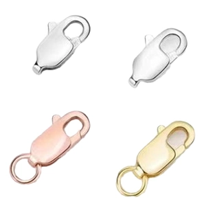 S925 sterling silver square spring clasps in silver, gold, and rose gold finishes