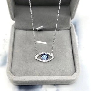 Détail du pendentif Œil Maléfique en argent S925 avec pierres bleues et zircons