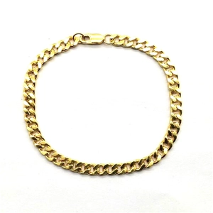 Bracelet en Argent Sterling 925 Plaqué Or Maille Gourmette Hip Hop Bijoux Mode Unisexe Cadeau