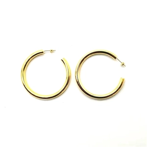 Boucles d'Oreilles Créoles en Forme de C en Argent Sterling 925 Plaqué Or Minimaliste Grand Tube Creux Boucles d'Oreilles Cercles Géométriques Femme