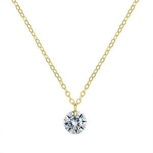 925 Sterling Silver Round Zirconia Pendant Necklace Minimalist Clavicle Chain For Women Sparkling Zirconia Jewelry Gift