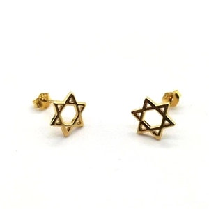 Boucles d'oreilles hexagramme minimalistes en argent sterling S925 plaqué or pour tous