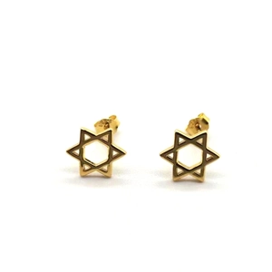 Boucles d'oreilles puces étoile hexagramme en argent S925 plaqué or au style épuré