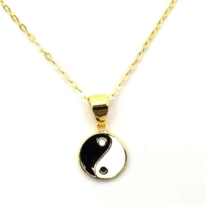 Collier Pendentif Yin Yang En Argent Sterling 925 Pour Femme Plaqué Or Charme Tai Chi En Émail Chaîne Réglable Bijoux Hip Hop