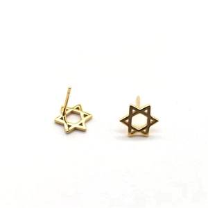 Boucles d'oreilles hexagramme en argent sterling S925 plaqué or au design étoilé