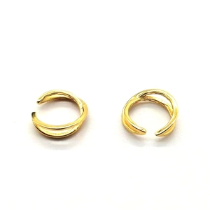 Vue détaillée des boucles d'oreilles S925 argent doré à double couche irrégulière
