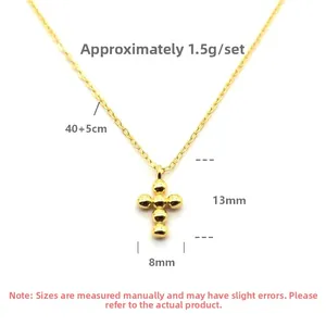 Detailed view of S925 silver cross pendant with 40+5cm chain and 13x8mm dimensions