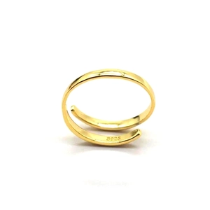 Detailed close-up of S925 hallmark on minimalist gold plated sterling silver open ring