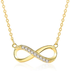 925 Sterling Silver Infinity Pendant Necklace For Women Sparkling Zirconia Inlaid Elegant Adjustable Chain Korean Jewelry Gift