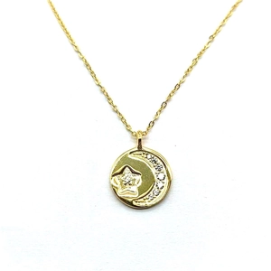 S925 Sterling Silver Star Moon Pendant Necklace For Women Minimalist Dainty Clavicle Chain Geometric Rhinestone Inlaid Jewelry
