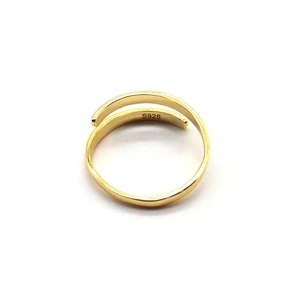 Detailed view of the S925 hallmark on minimalist adjustable gold-plated silver ring