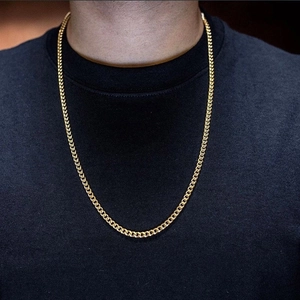 Classic gold Cuban link chain necklace for men in premium stainless steel finish