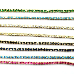 Collier Tennis en Argent Sterling 925 Zirconia Plaqué Or Chaîne de Clavicule en Pierre Colorée Étincelante Bijoux Cadeau Femme