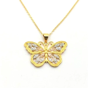 Tri-Color 925 Sterling Silver Hollow Butterfly Pendant Necklace For Women Elegant Animal Jewelry Gift Accessory