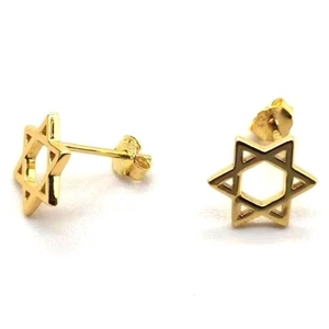 Boucles d'Oreilles Clous en Argent Sterling 925 Hexagramme Plaqué Or Minimaliste Étoile de David Creuse Bijoux Unisexe