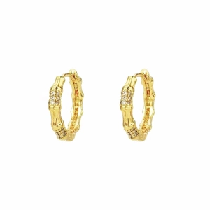 Boucles d'Oreilles Créoles en Argent Sterling S925 Noeud de Bambou pour Femmes Design de Niche Incrusté de Strass Bijoux