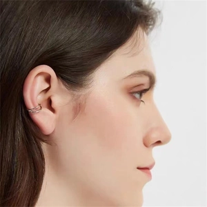 Manchette d'oreille double croisée en argent sterling S925 pour femmes et hommes