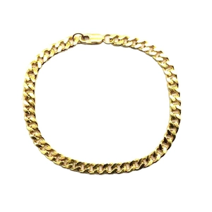 Bracelet gourmette classique en argent 925 plaqué or avec fermoir mousqueton