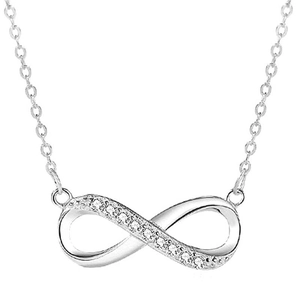 Elegant S925 sterling silver infinity pendant necklace with cubic zirconia stones