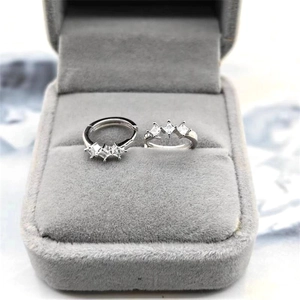 S925 sterling silver hoop earrings featuring three princess cut sparkling cubic zirconia