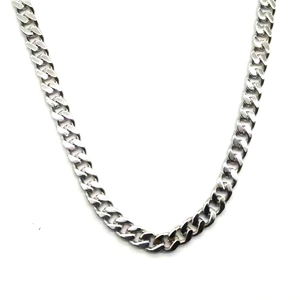 Polished S925 sterling silver Cuban link chain necklace for hip-hop style fashion