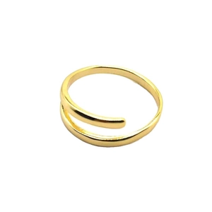 Minimalist S925 sterling silver bypass open ring with polished gold finish for women
