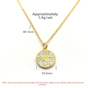 Detail of gold-plated S925 silver starburst pendant with dimensions 10.5mm and 45cm chain