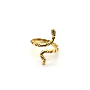 Bague Ouverte Enveloppante en Argent Sterling 925 Forme de Serpent pour Femme Avec Strass Incrusté Ajustable Bijoux de Mode